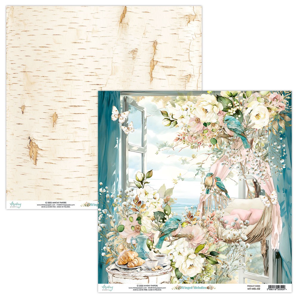 Papier do scrapbookingu 30,5 x 30,5 cm - Mintay - Winged Melodies 02