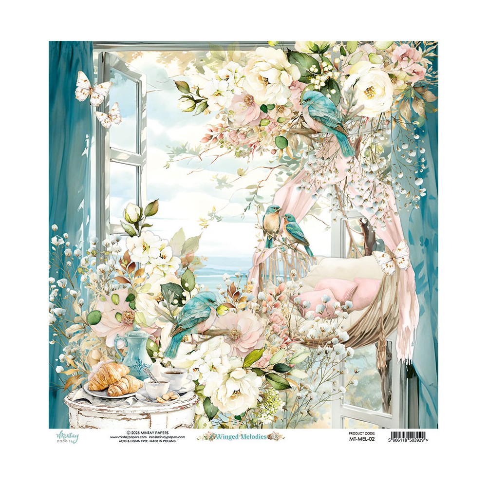 Scrapbooking paper 30,5 x 30,5 cm - Mintay - Winged Melodies 02