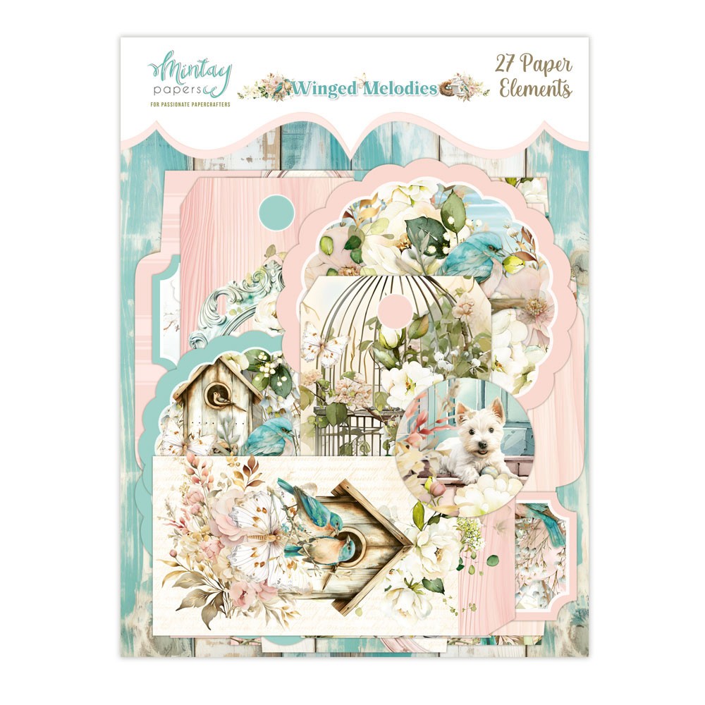 Set of paper elements, tags - Mintay - Winged Melodies, 27 pcs.
