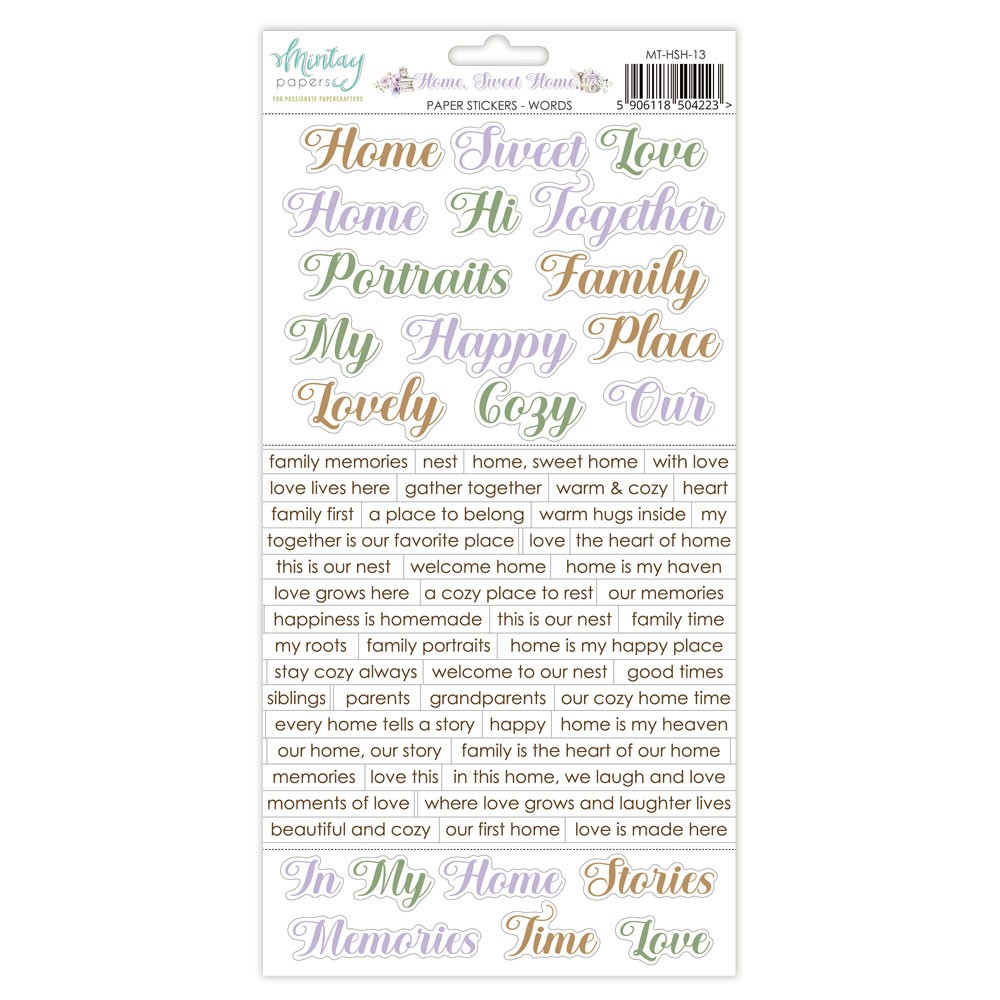 Set of paper stickers 15,2 x 20,3 cm - Mintay - Home Sweet Home