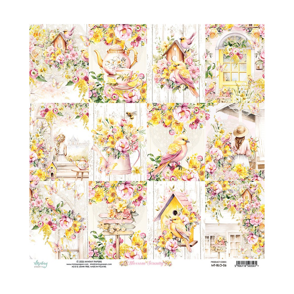 Scrapbooking paper 30,5 x 30,5 cm - Mintay - Blossom Serenity 06