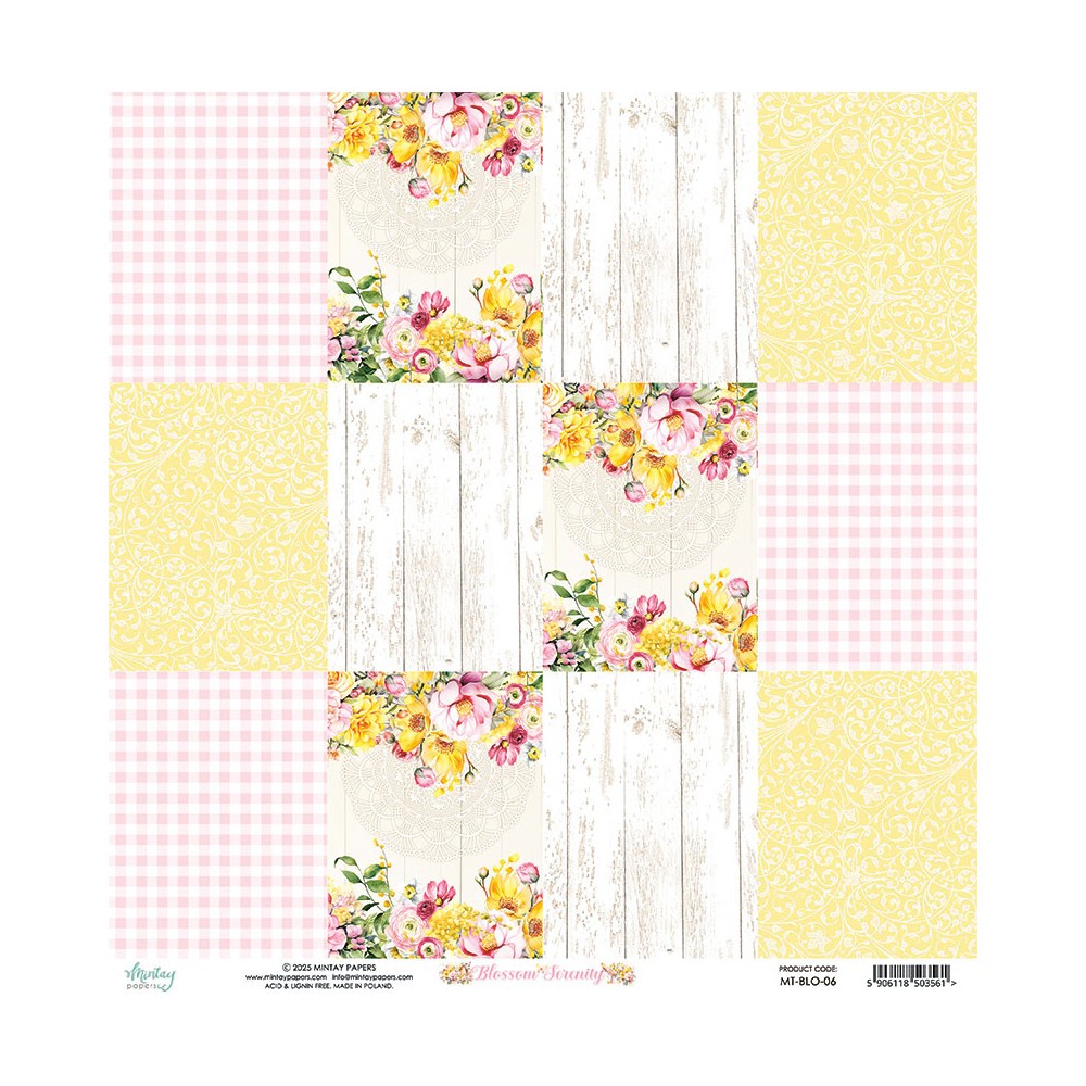 Papier do scrapbookingu 30,5 x 30,5 cm - Mintay - Blossom Serenity 06