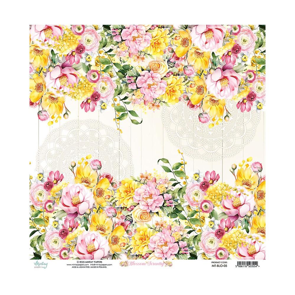 Scrapbooking paper 30,5 x 30,5 cm - Mintay - Blossom Serenity 05