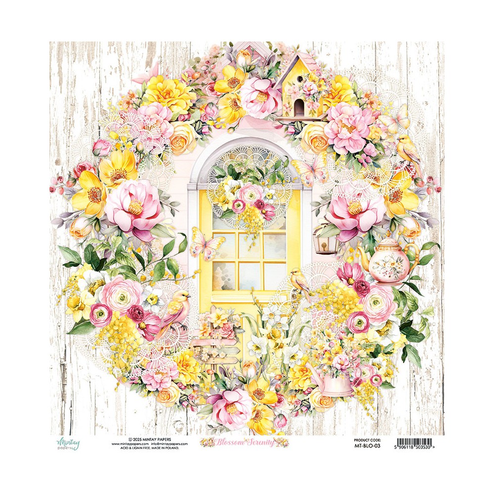 Papier do scrapbookingu 30,5 x 30,5 cm - Mintay - Blossom Serenity 03