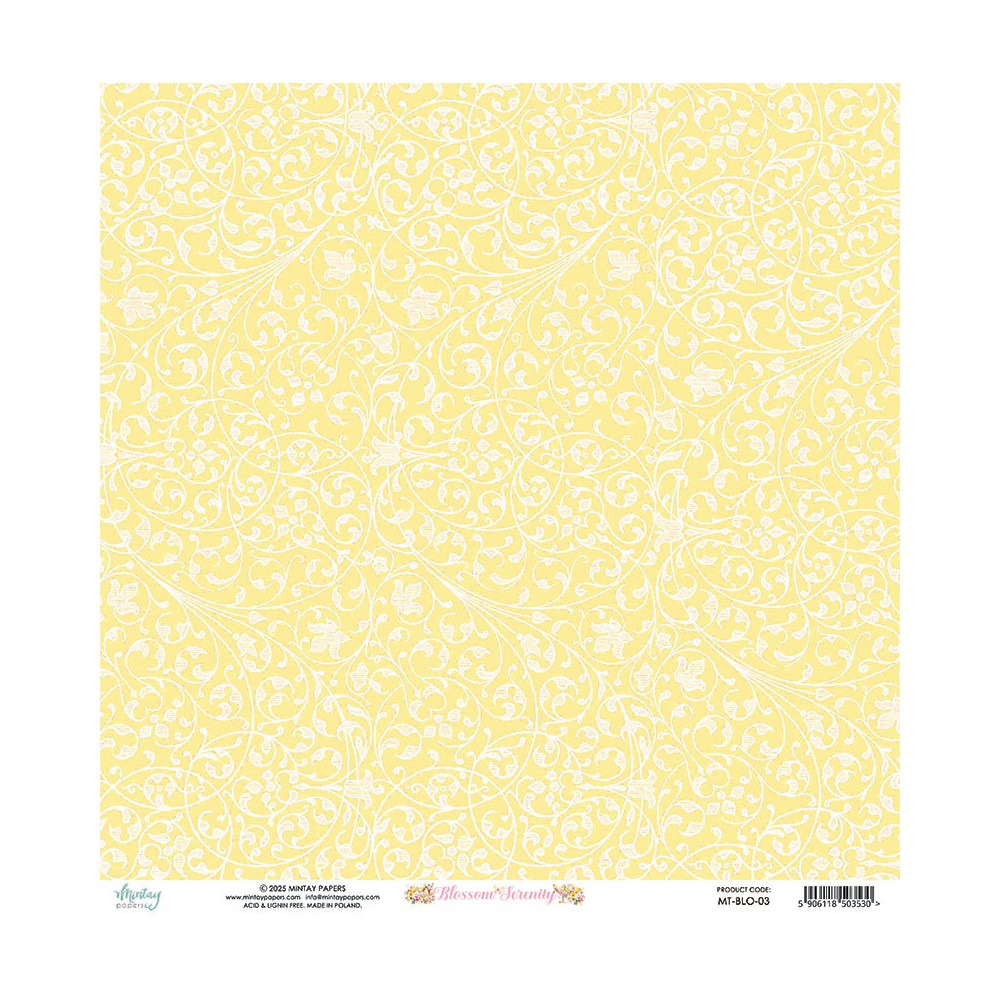 Papier do scrapbookingu 30,5 x 30,5 cm - Mintay - Blossom Serenity 03