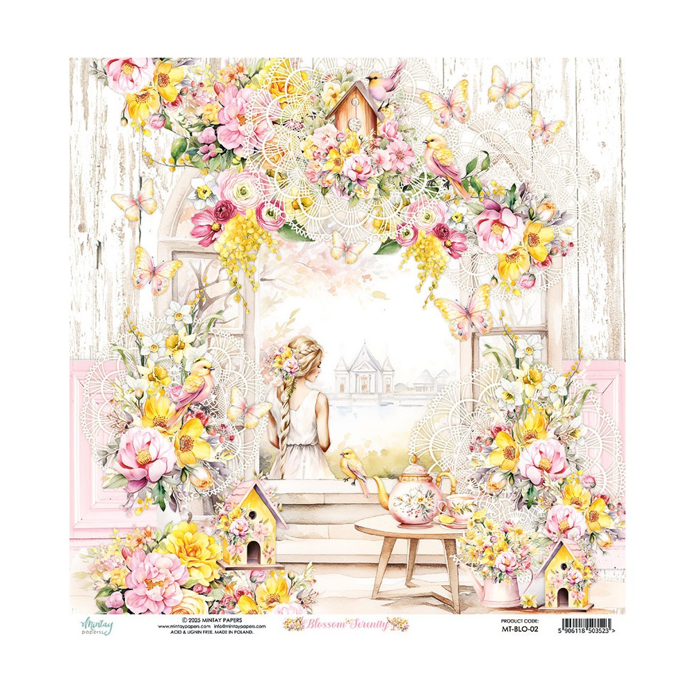 Scrapbooking paper 30,5 x 30,5 cm - Mintay - Blossom Serenity 02