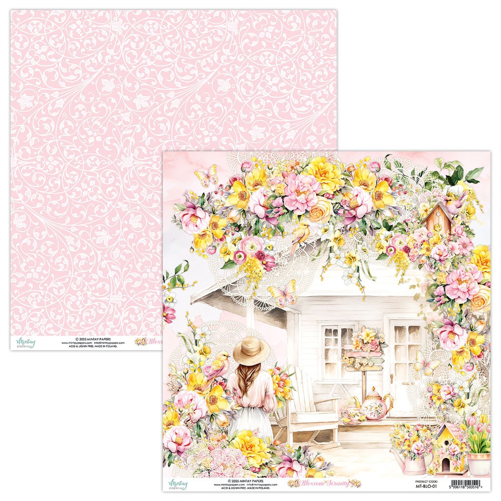 Scrapbooking paper 30,5 x 30,5 cm - Mintay - Blossom Serenity 01