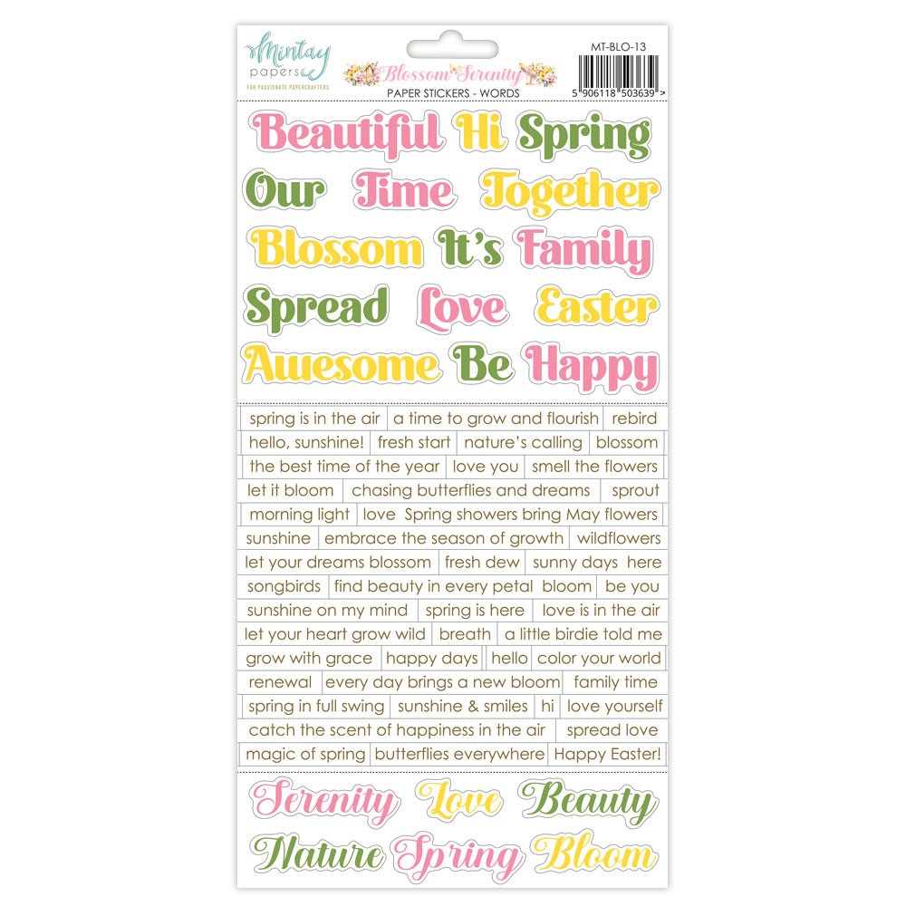 Set of paper stickers 15,2 x 20,3 cm - Mintay - Blossom Serenity