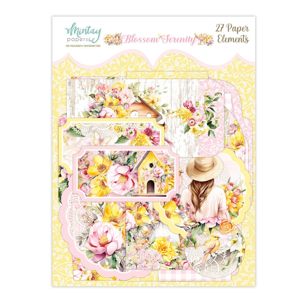 Zestaw papierowych tagów i kopert - Mintay - Blossom Serenity, 27 szt.