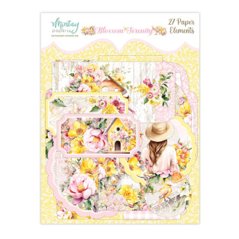 Zestaw papierowych tagów i kopert - Mintay - Blossom Serenity, 27 szt.