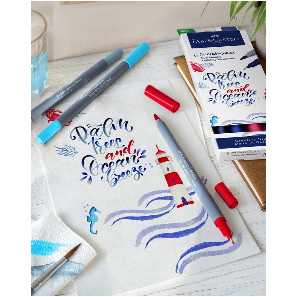 Lettering set Goldfaber Aqua Seaside - Faber-Castell - 6 pcs.