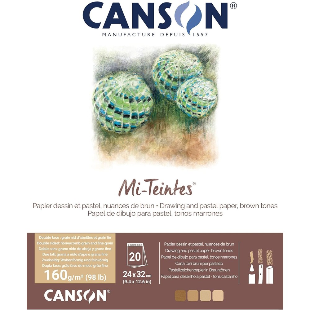 Blok do pasteli Mi-Teintes - Canson - odcienie brązu, 24 x 32 cm, 160 g, 10 ark.