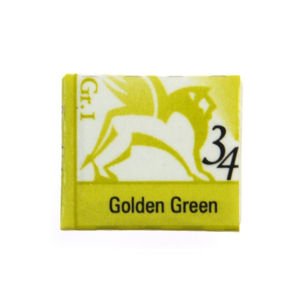 Watercolors in half pans - Renesans - 34, golden green, 1,5 ml