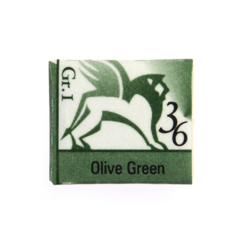 Watercolors in half pans - Renesans - 36, olive green, 1,5 ml