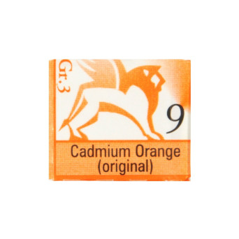 Watercolors in half pans - Renesans - 9, cadmium orange, 1,5 ml