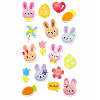 Foam stickers Bunnies - DpCraft - 17 pcs.