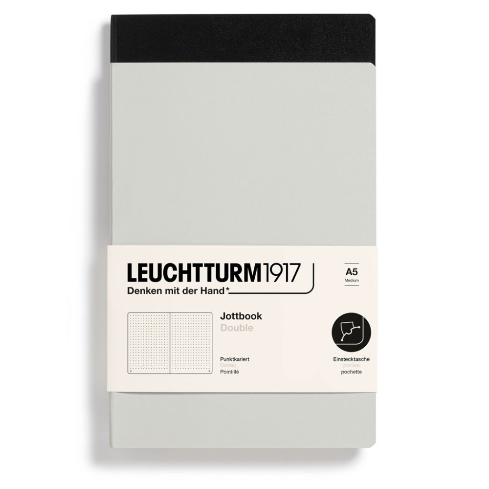 Notatnik Jottbook Double w kropki A5 - Leuchtturm1917 - Light Grey & Black, 2 szt.