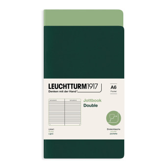 Notatnik Jottbook Double w linię A6 - Leuchtturm1917 - Sage & Forest Green, 2 szt.