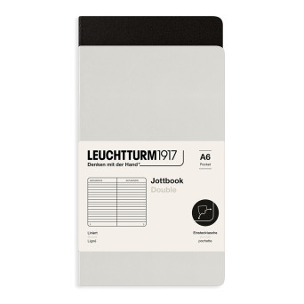 Notatnik Jottbook Double w linię A6 - Leuchtturm1917 - Light Grey & Black, 2 szt.
