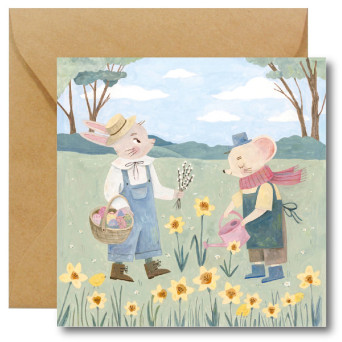 Greeting card - Hi Little - Wiosenny spacer, 14,5 x 14,5 cm