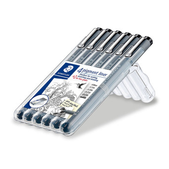 Set of Pigment liners - Staedtler - black, 6 pcs.