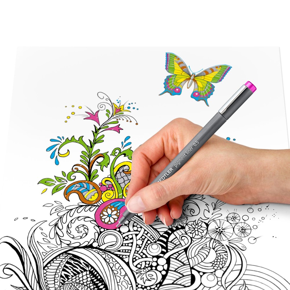 Zestaw cienkopisów Pigment Liner 308 - Staedtler - czarne, 6 szt.