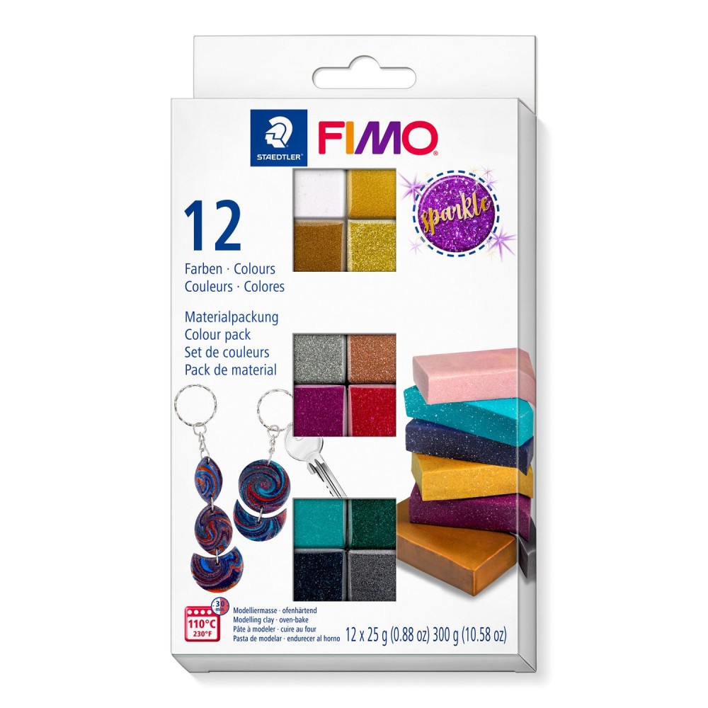 Set of Fimo Effect Sparkle modelling clay - Staedtler - 12 colors x 25g