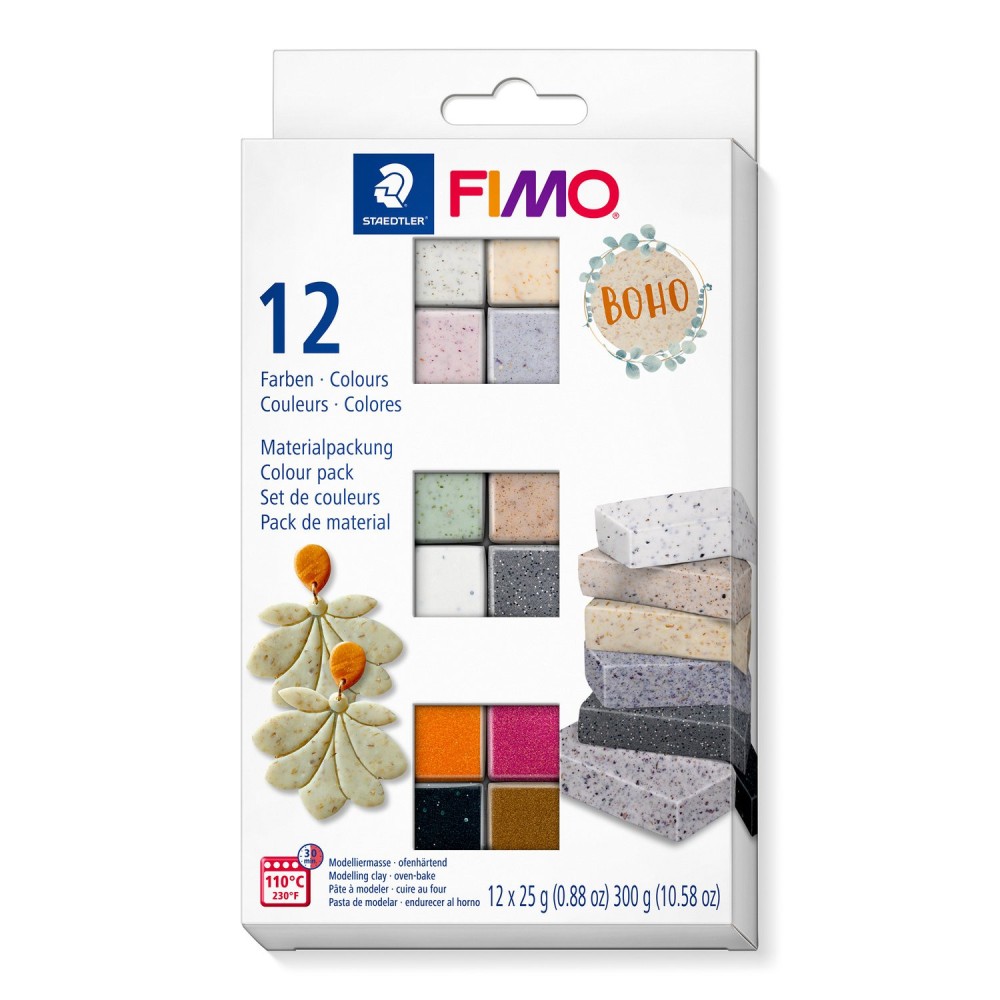 Zestaw masy termoutwardzalnej Fimo Effect Boho - Staedtler - 12 kolorów x 25g
