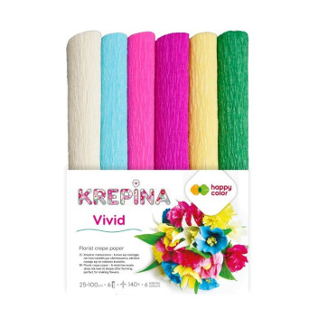 Krepina, bibuła marszczona Vivid - Happy Color - 25 x 100 cm, 6 szt.