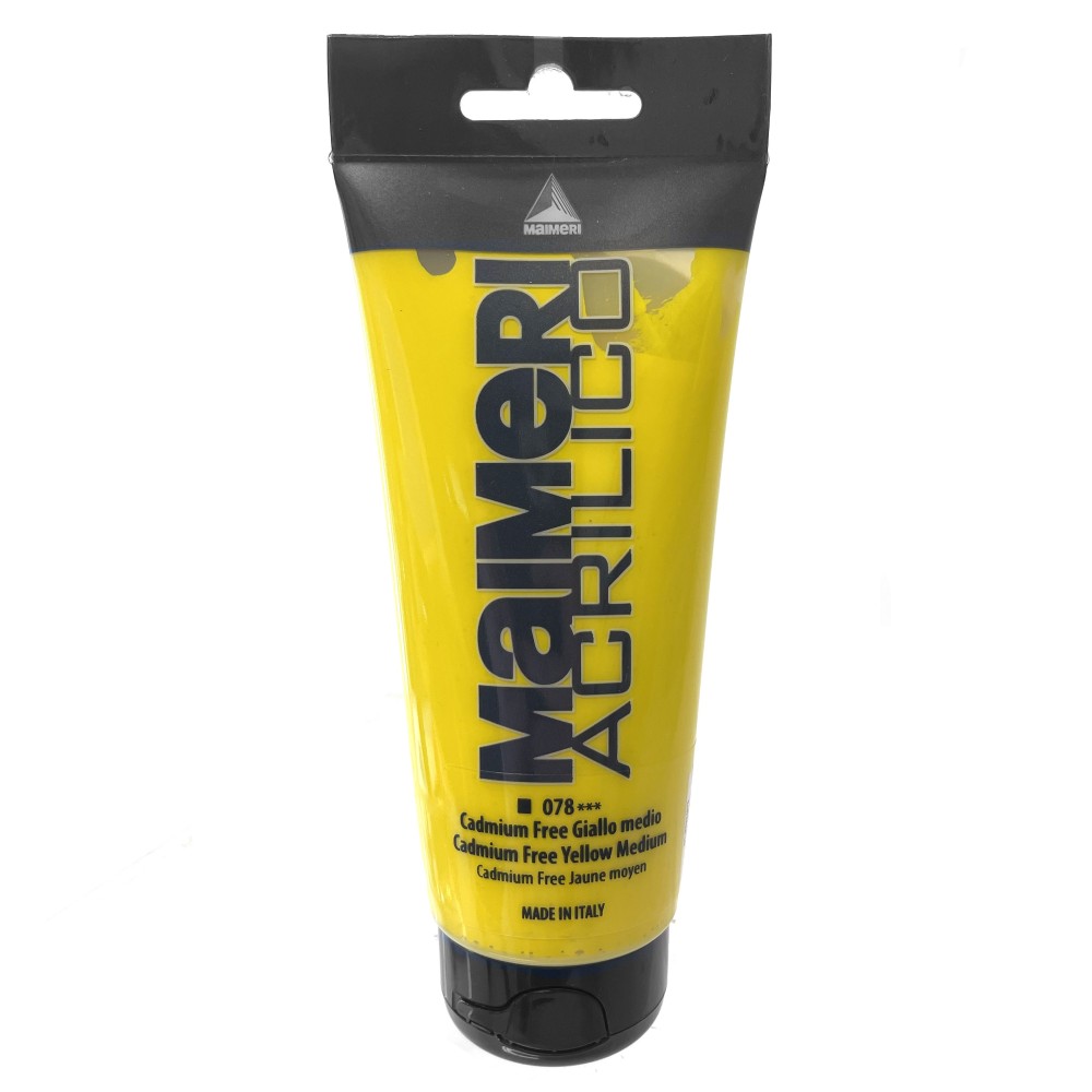 Farba akrylowa Acrilico - Maimeri - 078, Cadmium Free Yellow Medium, 200 ml