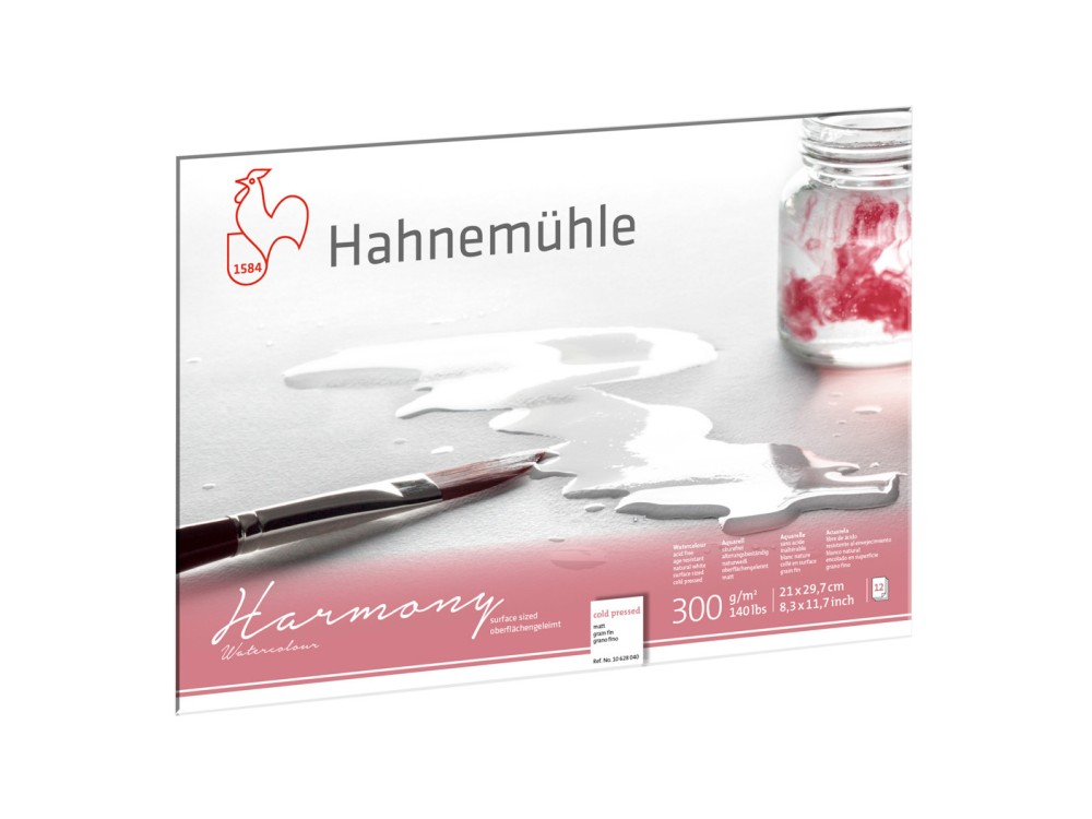 Harmony Watercolour paper pad - Hahnemühle - cold pressed, A4, 300 g, 12 sheets