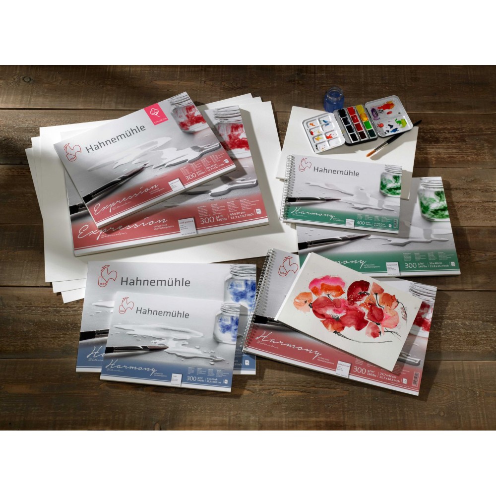 Harmony Watercolour paper pad - Hahnemühle - cold pressed, A4, 300 g, 12 sheets