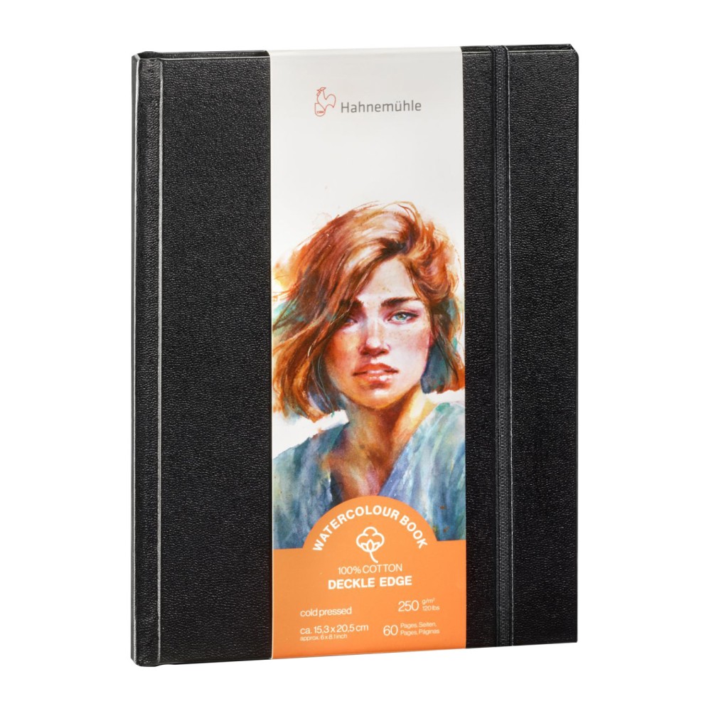 Watercolour Book Deckle Edge - Hahnemühle - cold pressed, 15,3 x 20,5 cm, 250 g, 60 pages
