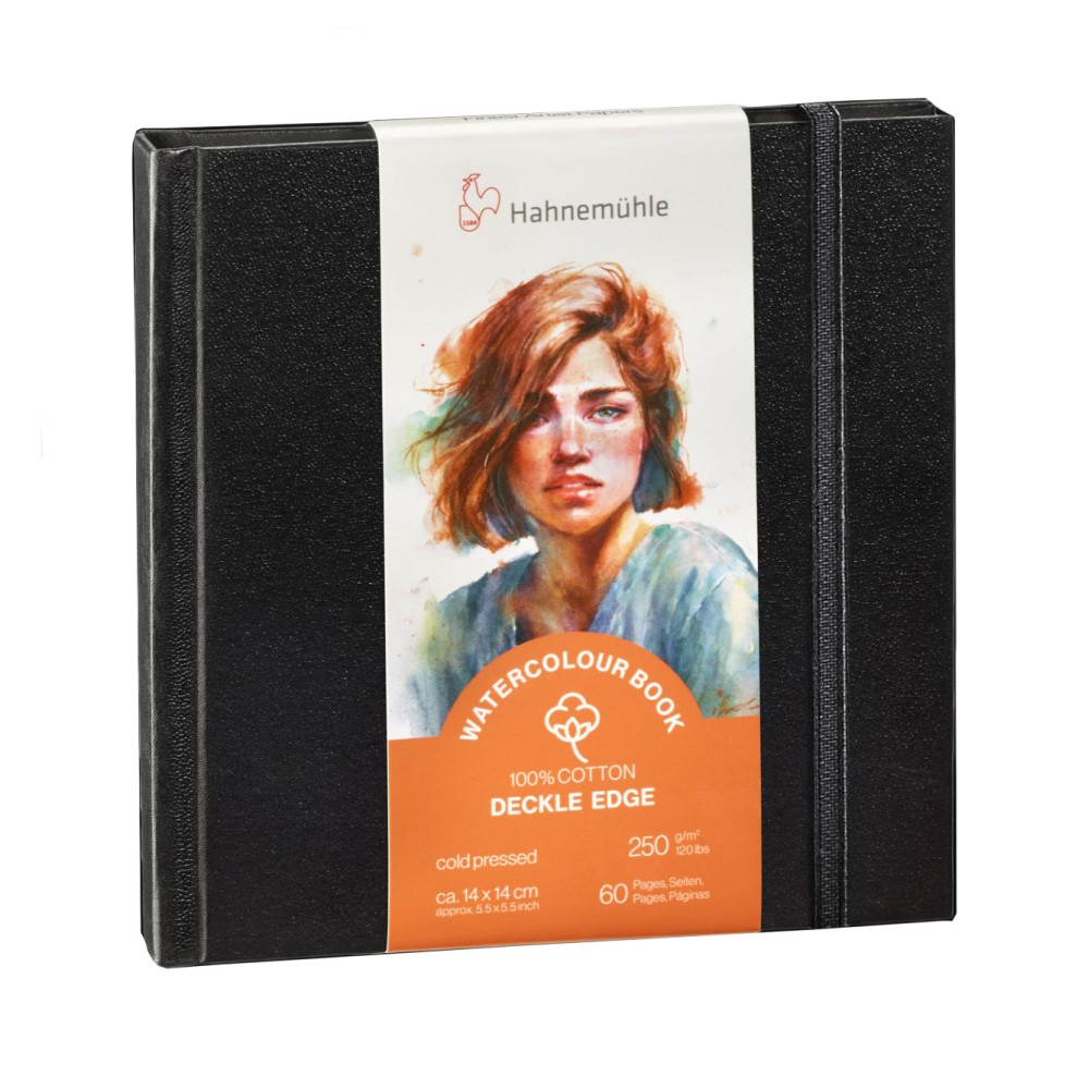 Watercolour Book Deckle Edge - Hahnemühle - cold pressed, 14 x 14 cm, 250 g, 60 pages