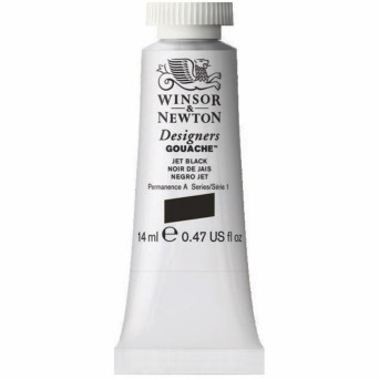 Gouache paint in tube - Winsor & Newton - Jet Black, 14 ml