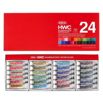 Set of Artists' Watercolor Granulating paints - Holbein - 24 x 5 ml