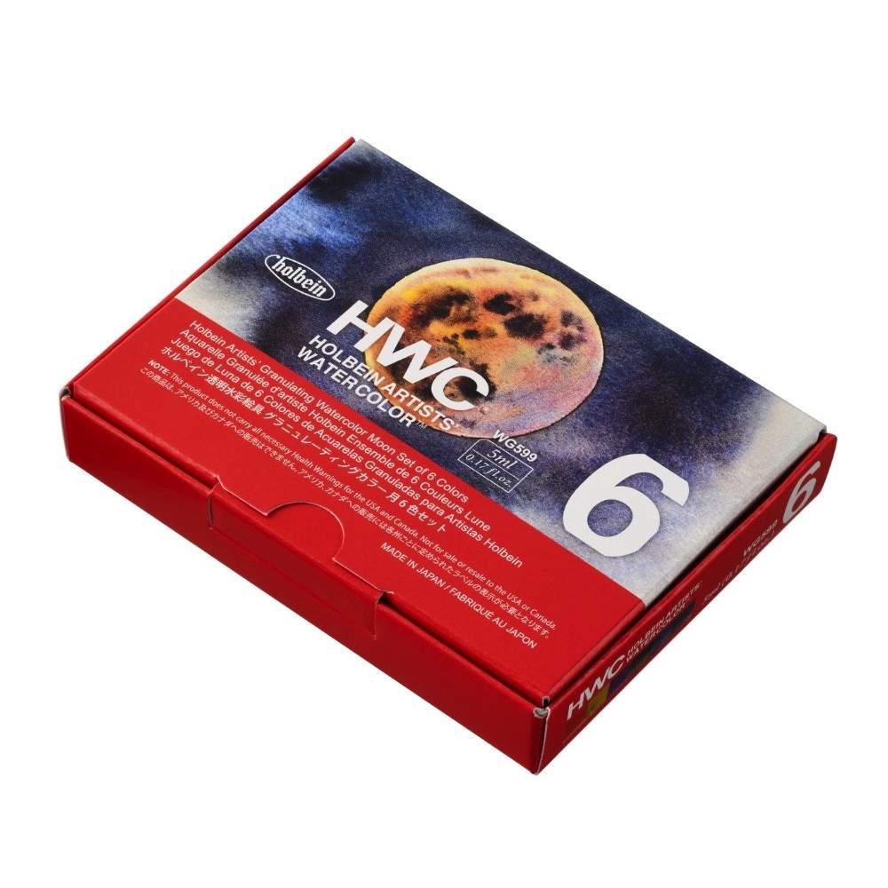 Set of Artists' Watercolor Granulating Moon paints - Holbein - 6 x 5 ml