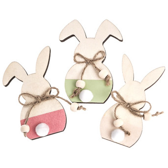 Wooden bunnies - DpCraft - pastel, 10 cm, 3 pcs.
