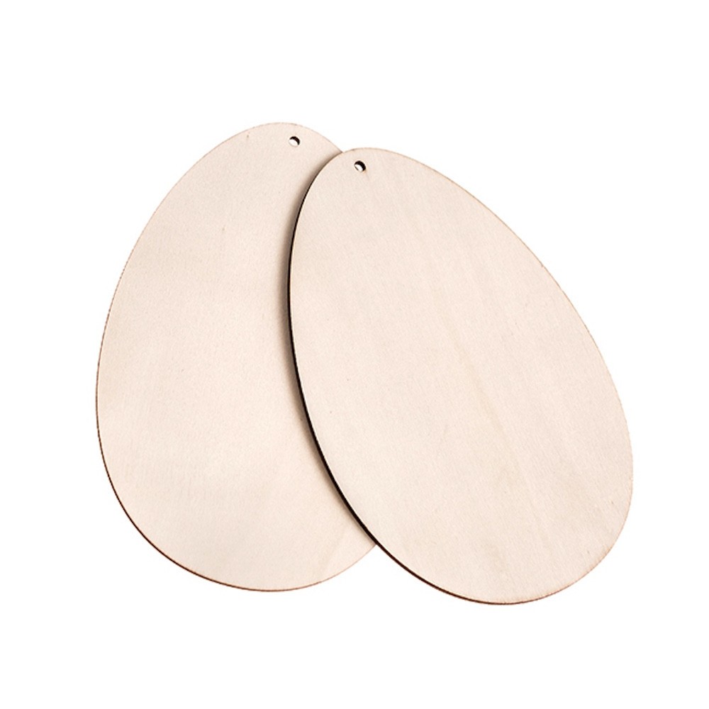 Wooden egg pendants - DpCraft - natural, 15 cm, 2 pcs.