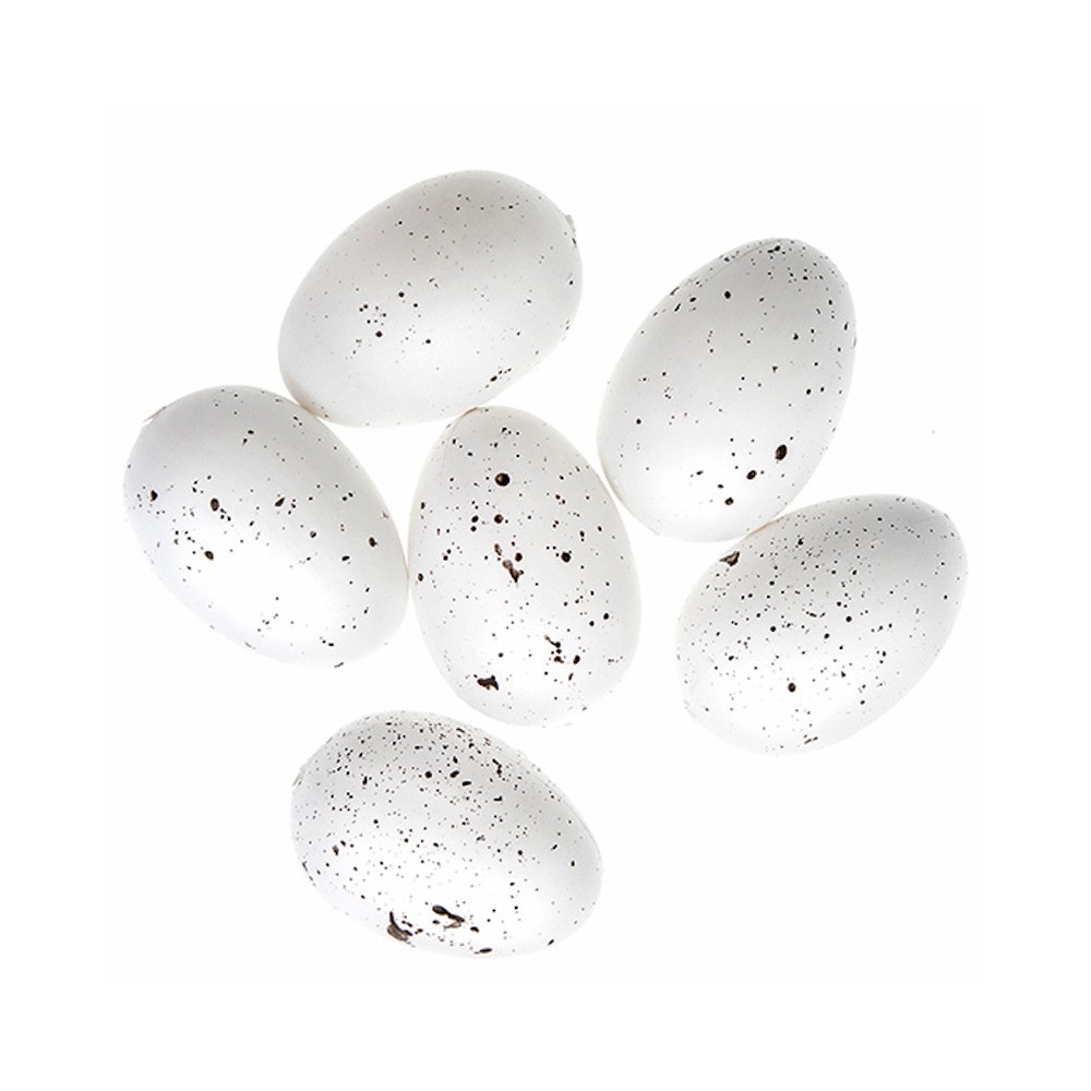 Speckled eggs with holes - DpCraft - white, 6 cm, 6 pcs.