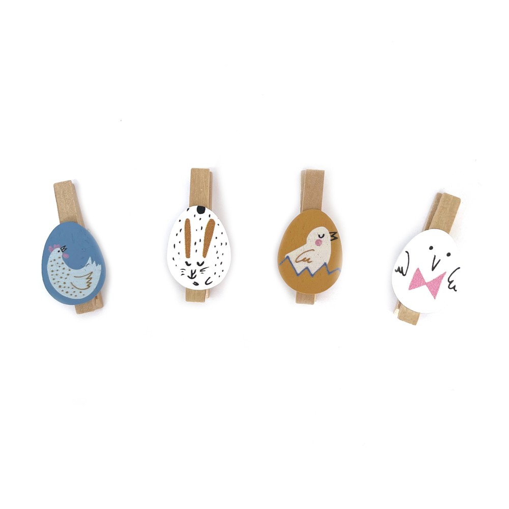Wooden Easter Eggs clips - Rico Design - 4 pcs.