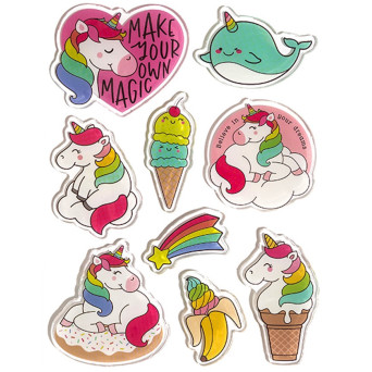 Unicorns gel stickers - DpCraft - 9 pcs.
