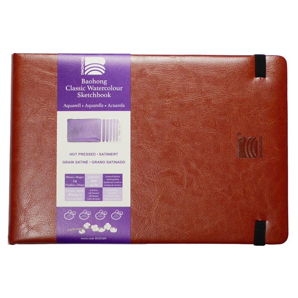 Szkicownik do akwareli Classic Watercolour - Baohong - hot pressed, 16 x 24 cm, 300 g, 24 ark.