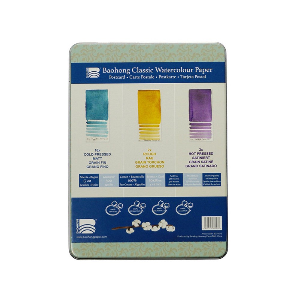 Classic Watercolour Postcard paper - Baohong - 10 x 15 cm, 300 g, 20 sheets