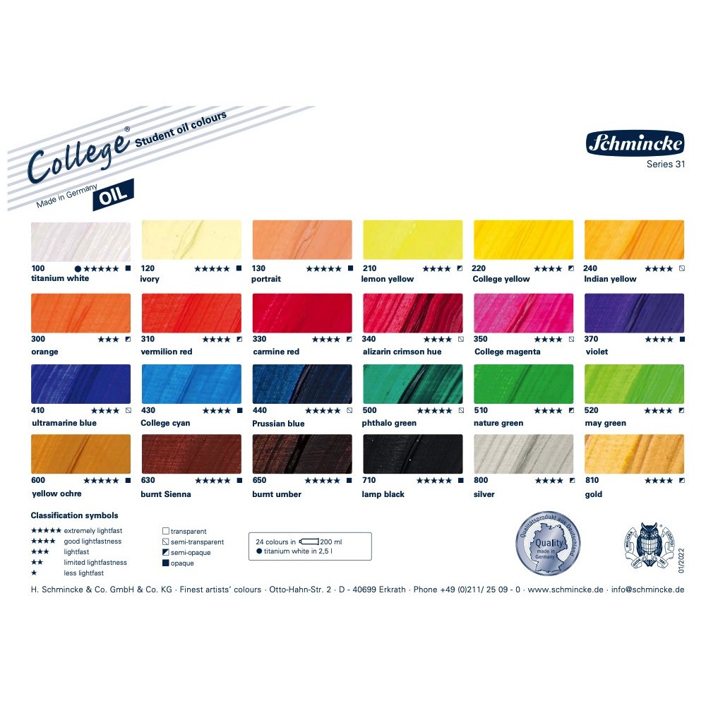 Farba olejna College - Schmincke - 500, Phthalo Green, 200 ml