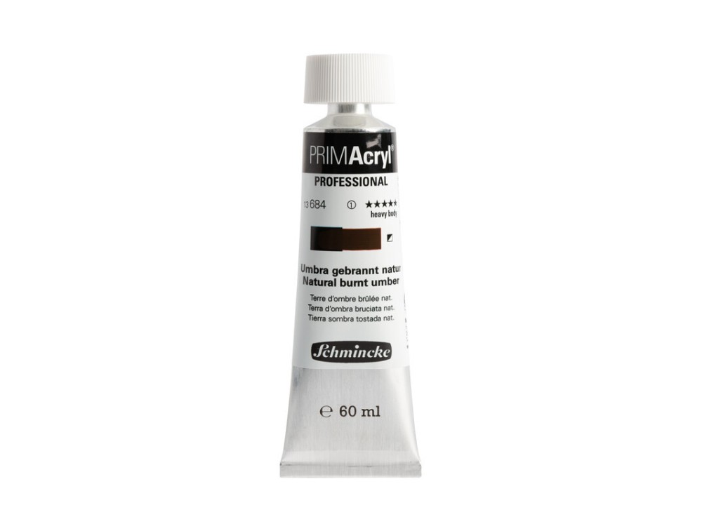 Primacryl professional acrylic paint - Schmincke - 684, Natural Burnt Umber, 60 ml