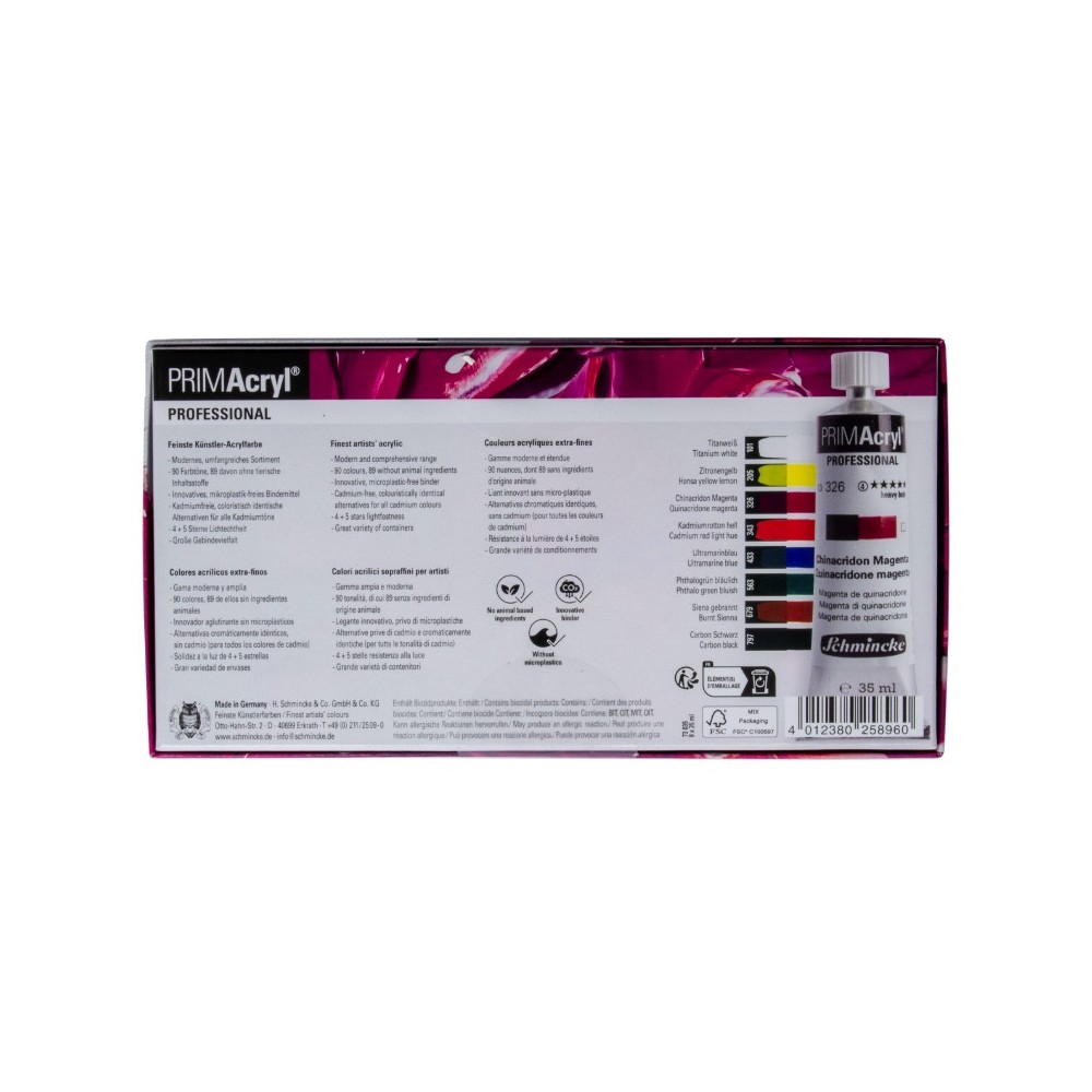 Set of PRIMAcryl professional acrylic paints - Schmincke - 8 x 35 ml