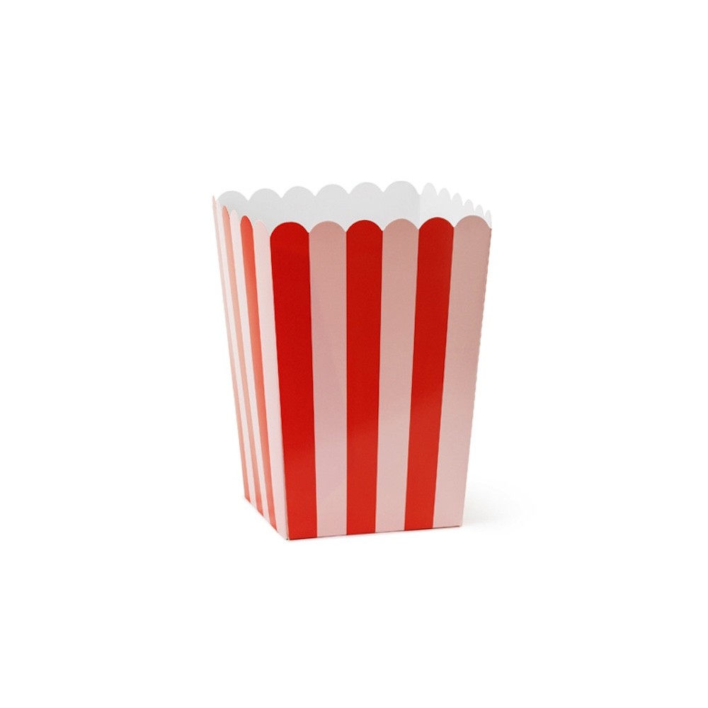Decorative popcorn boxes - red and pink, 11 x 11 x 15,5 cm, 6 pcs.