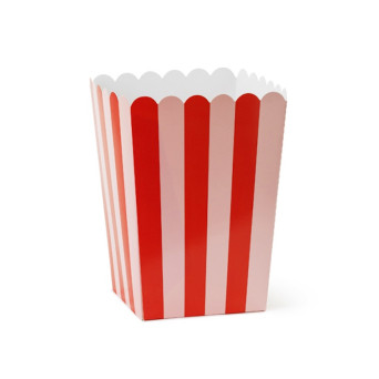 Decorative popcorn boxes - red and pink, 11 x 11 x 15,5 cm, 6 pcs.