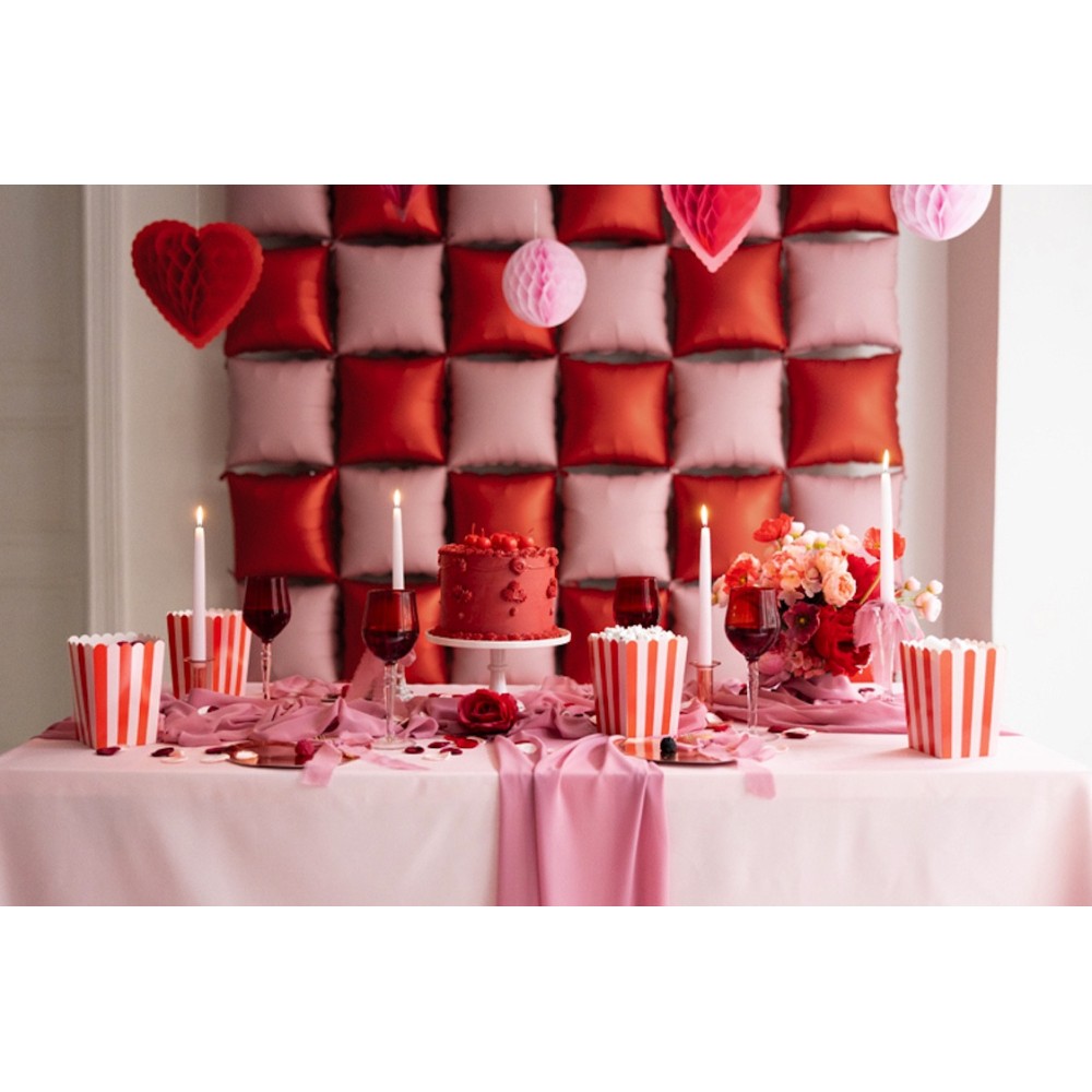 Decorative popcorn boxes - red and pink, 11 x 11 x 15,5 cm, 6 pcs.